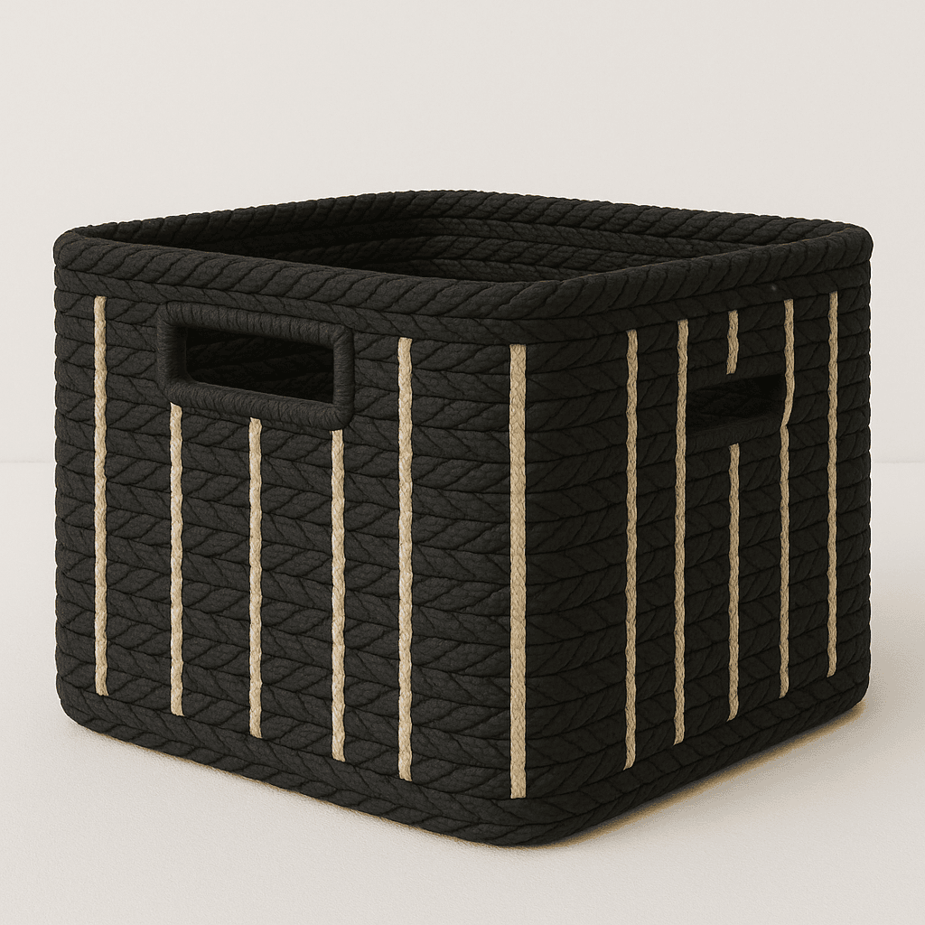 Handmade Raffia Baskets – Black - Image 1