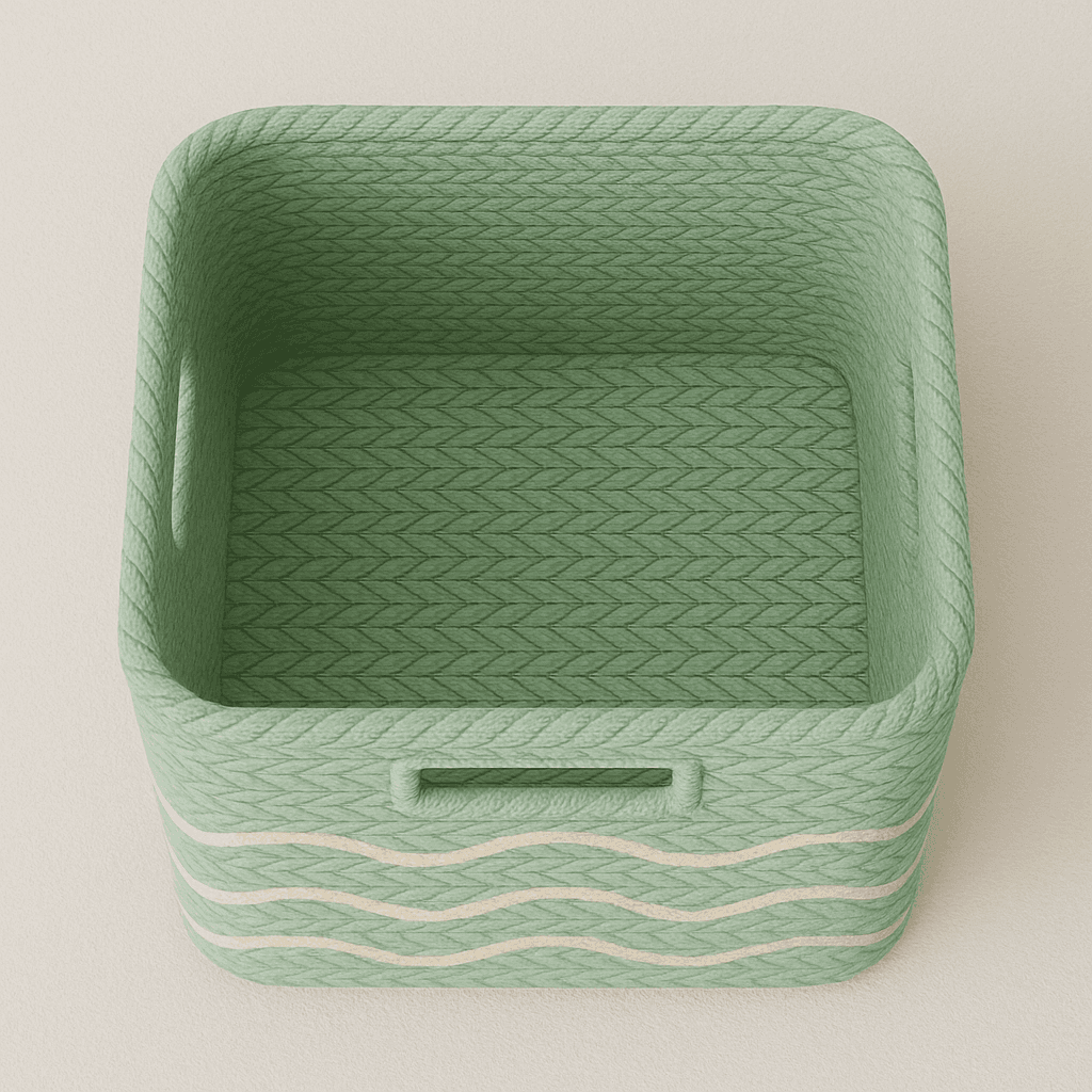 Handmade Raffia Baskets – Green - Image 1