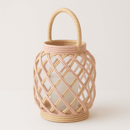 Raffia Candle Holder – Natural Handwoven Home Accent in Beige thumbnail 3