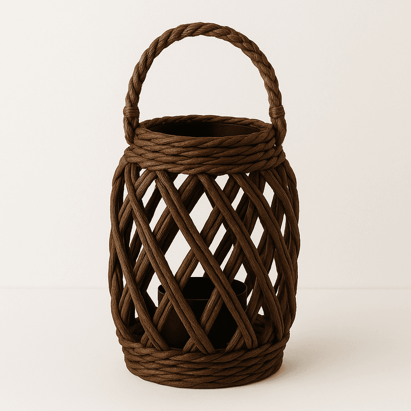 Raffia Candle Holder – Natural Handwoven Home Accent in Brown