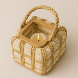 Raffia Candle Holder – Natural Handwoven Home Accent in Square thumbnail 2