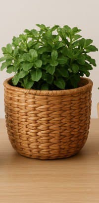 Handwoven Raffia Plant Pots – Natural & Sustainable Planters in Classic Beige - Image 1