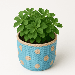 Handwoven Raffia Plant Pots – Natural & Sustainable Planters in Light Blue thumbnail 2