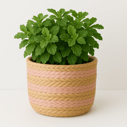 Handwoven Raffia Plant Pots – Natural & Sustainable Planters in Light Pink thumbnail 1