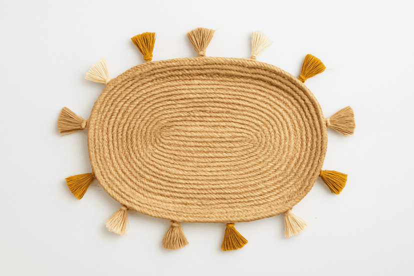 Raffia Serving Trays – Handmade Rustic Tableware in Beige