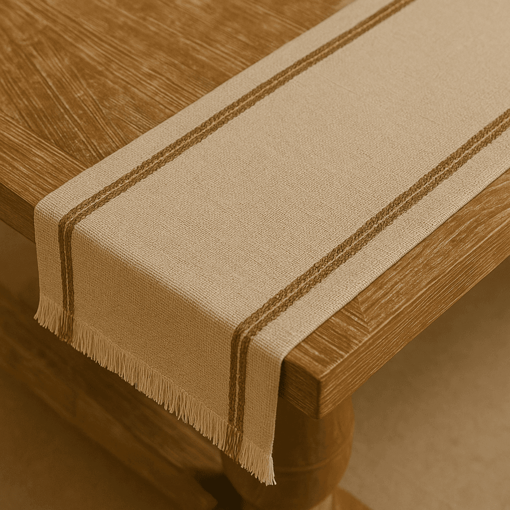 Raffia Table Runners – Handmade Natural Dining Decor in Beige - Image 1