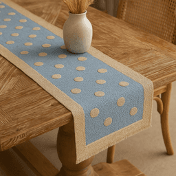 Raffia Table Runners – Handmade Natural Dining Decor in Light Blue thumbnail 2