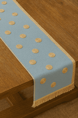 Raffia Table Runners – Handmade Natural Dining Decor in Light Blue thumbnail 3