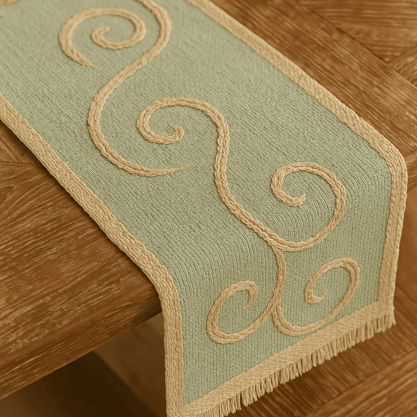 Raffia Table Runners – Handmade Natural Dining Decor in Light Green