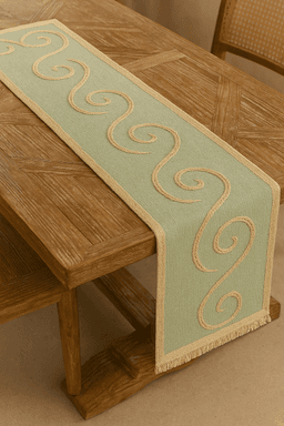 Raffia Table Runners – Handmade Natural Dining Decor in Light Green thumbnail 3