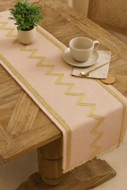 Raffia Table Runners – Handmade Natural Dining Decor in Light Pink thumbnail 1